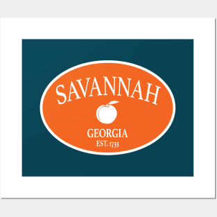 Savannah Georgia Est 1733 Peach Oval Orange Posters and Art